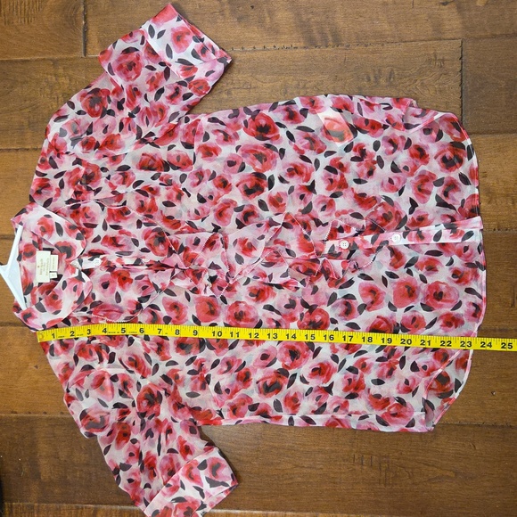 Kate Spade Roses Ruffle Silk Top In Size 2. - Picture 14 of 16